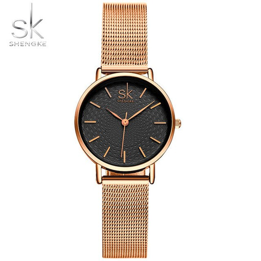 Shengke New Fashion Women Golden Wrist Watches MILAN Sttrap Clock Snap Luxury Female Jewelry Ladies Wristwatch Relogio Feminino