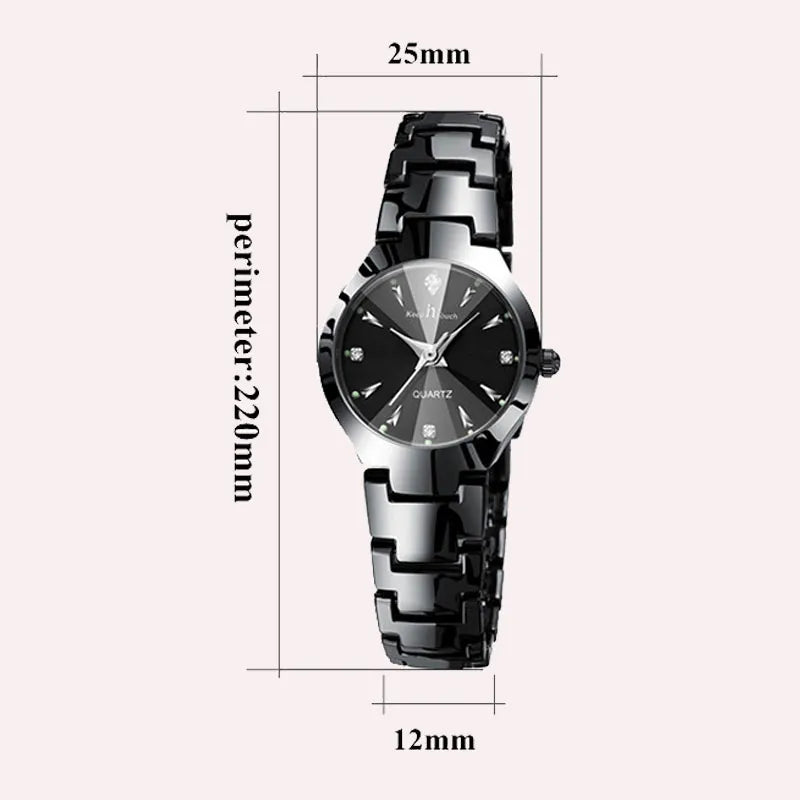 KEEP IN TOUCH Black Silver Watch Women Quartz Calendar Rhinestone Dress Bracelet Women's Watch Ladies Luminous Relogio Feminino