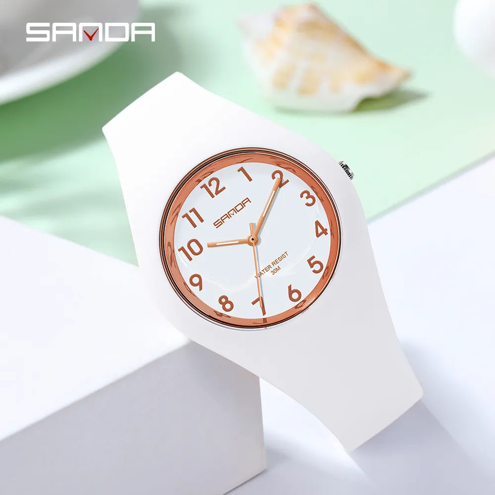 SANDA New Fashion Trend Women's Watches Sports Waterproof Wristwatch for Woman Watch Casual Clocks relogio feminino 6056