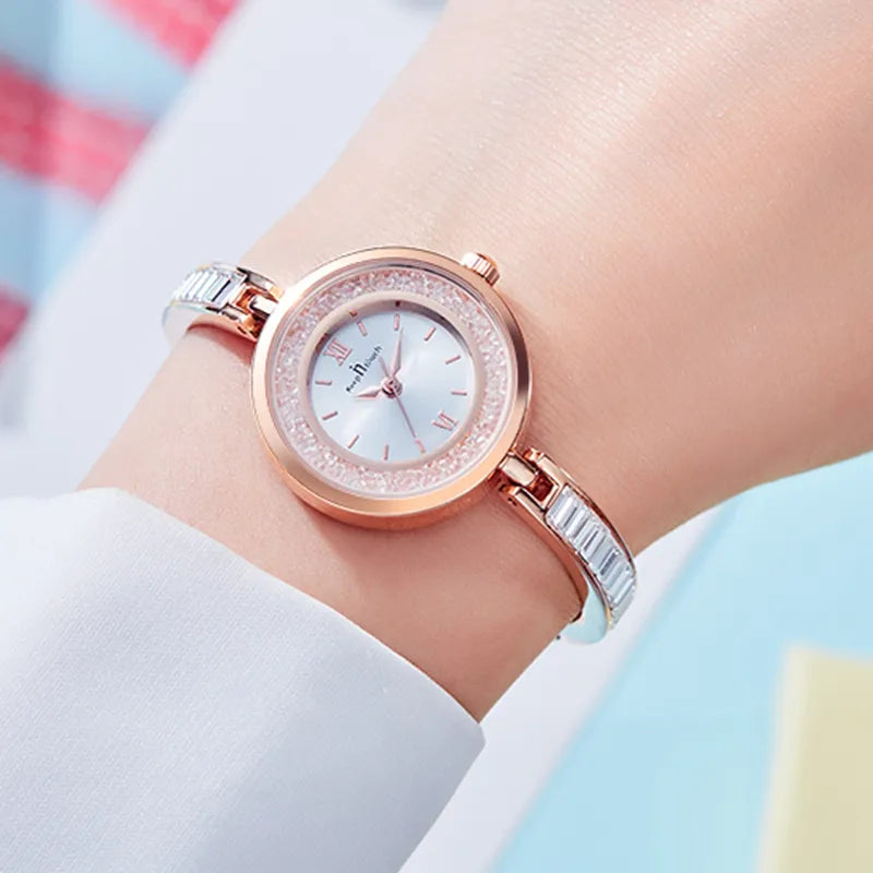 Luxury Women Quartz Watch Rhinestone Bracelet Wristwatch Rose Gold Starry Sky Wrist Watches For Women Montre Femme Dropshipping