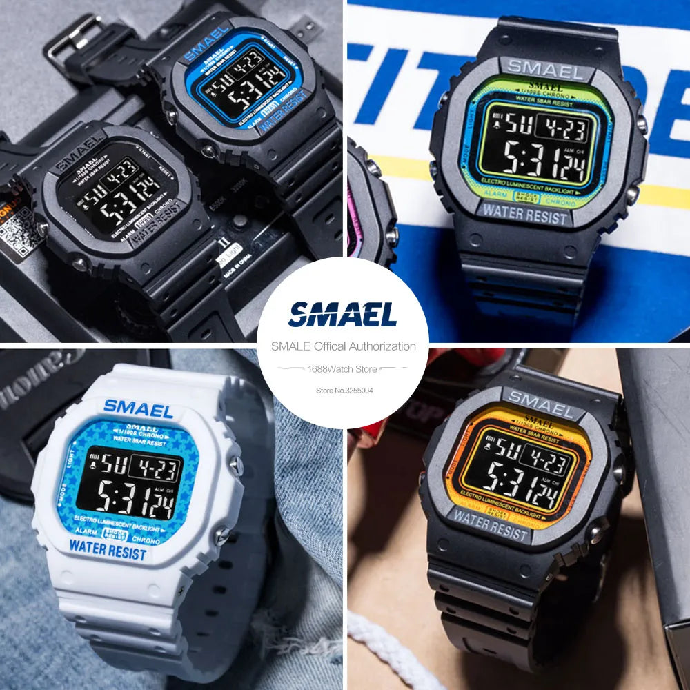 SMAEL Outdoor Sport Digital Watch Men Women LED Alarm Clock 50m Waterproof Camouflage Unisex Watches relogio reloj часы мужские