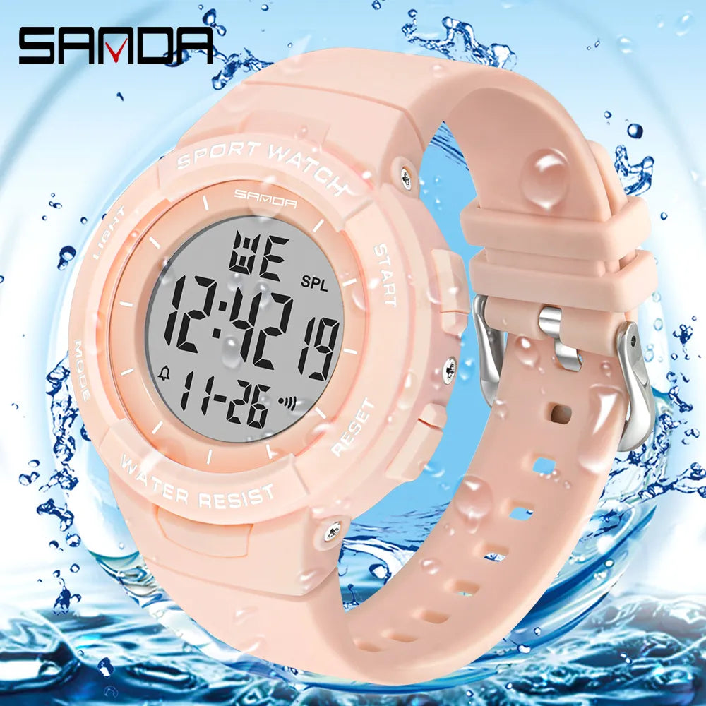 SANDA 2021 Brand Fashion Sports Women's Watch Waterproof LED Electronic Watch Casual Watch Female Clock Relogio Feminino 6006