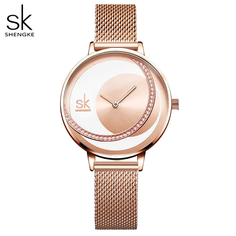 Shengke Crystal Lady Watches Luxury Brand Women Dress Watch Original Design Quartz Wrist Watches Creative Relogio Feminino