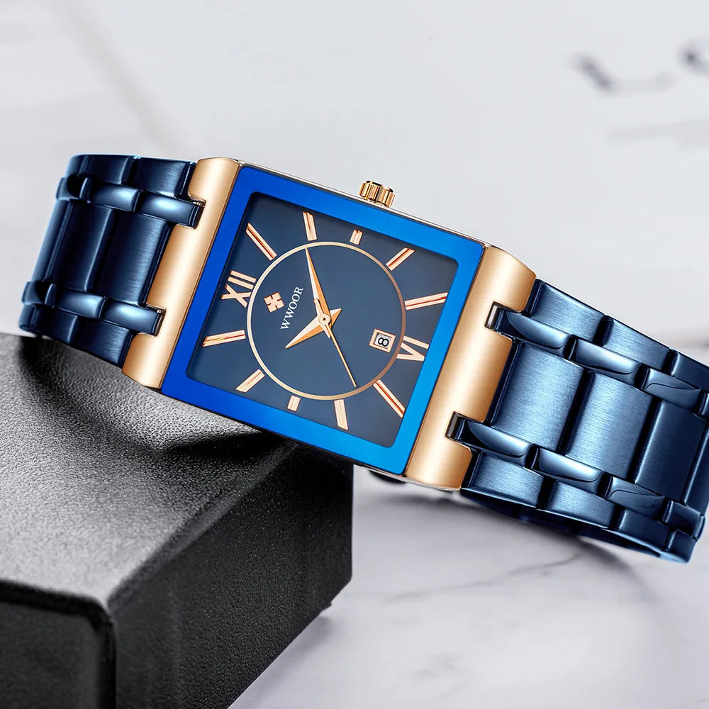 Relogio Feminino 2022 WWOOR New Women Watches Top Brand Luxury Blue Women's Bracelet Square Watch Ladies Dress Quartz WristWatch