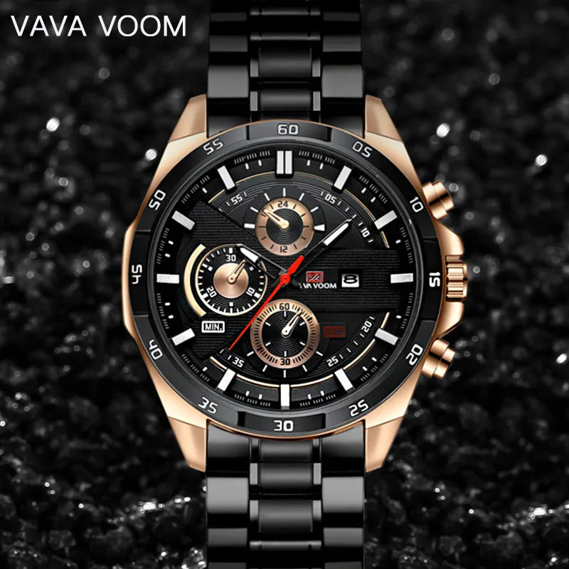 VAVA VOOM Man WristWatch 30m Waterproof Men Watch Military Top Brand Luxury Stainless Steel Sport Male Clock Orologio da uomo