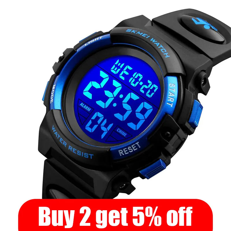 SKMEI 50M Waterproof Wristwatches Kids Digital Watch Alarm Calendar Chronograph Sport Watches For Children Boys Girls 1266 Clock