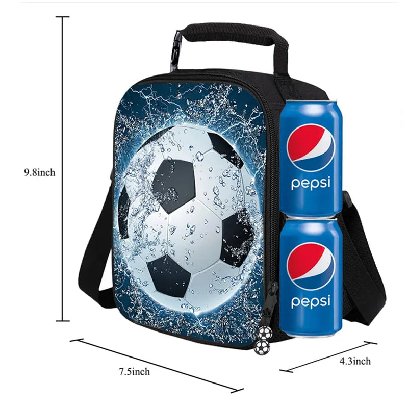 Lunch Boxes for Children Upgrade Insulated Football Lunch Bag Waterproof Reusable Portable Meal Ice Pack for Boys Girl