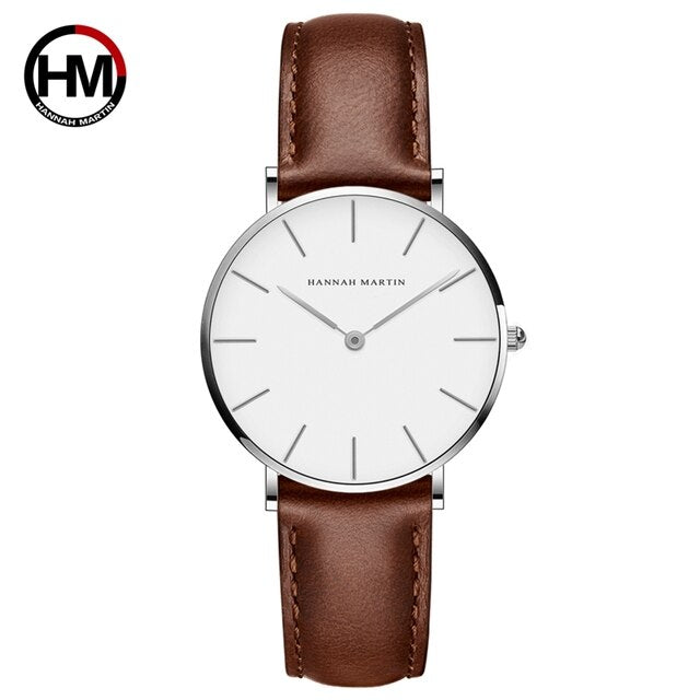 Women Fashion Watch Causal Leather Strap Japan Quartz Movement Top Luxury Brand Unisex Wristwatches Waterproof relogio feminino