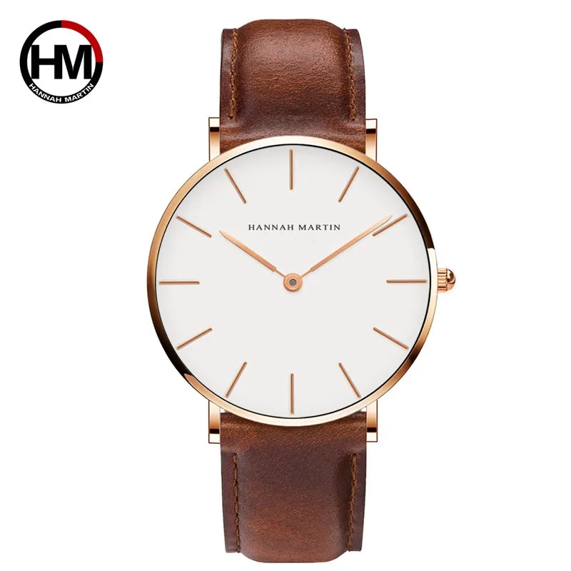 Women Fashion Watch Causal Leather Strap Japan Quartz Movement Top Luxury Brand Unisex Wristwatches Waterproof relogio feminino