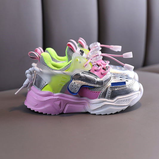 Color: Pink, Size: 22 - Boys' and Girls' Sports Shoes Non Slip Breathable Children's Running Shoes