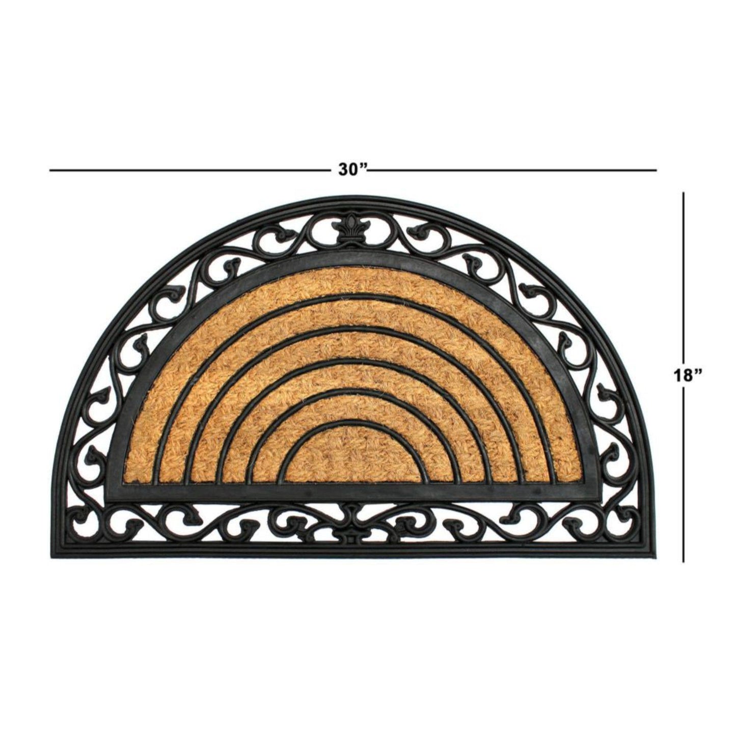 RugSmith Moulded Rubber Coir Half-Rd Irongate Doormat,18x30Heart