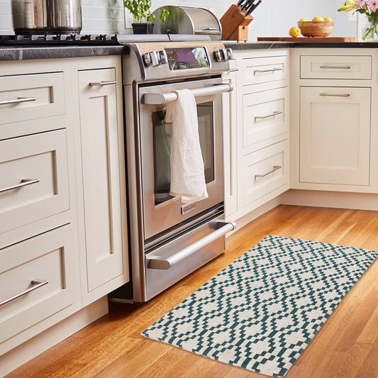 RugSmith Teal Trellis Anti-Fatigue Kitchen Mat, 20" x 36"Heart