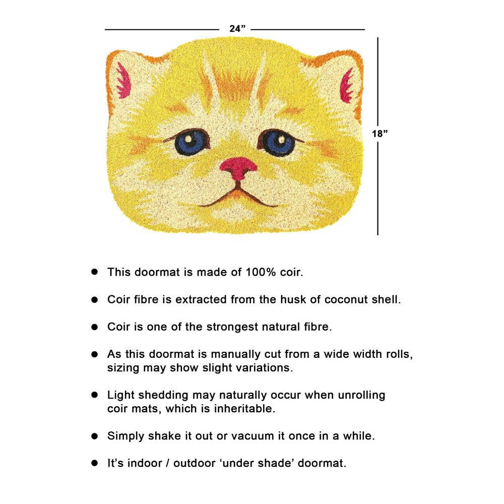 RugSmith Multi Tufted Yellow Cat face Doormat, 18" x 24"Heart