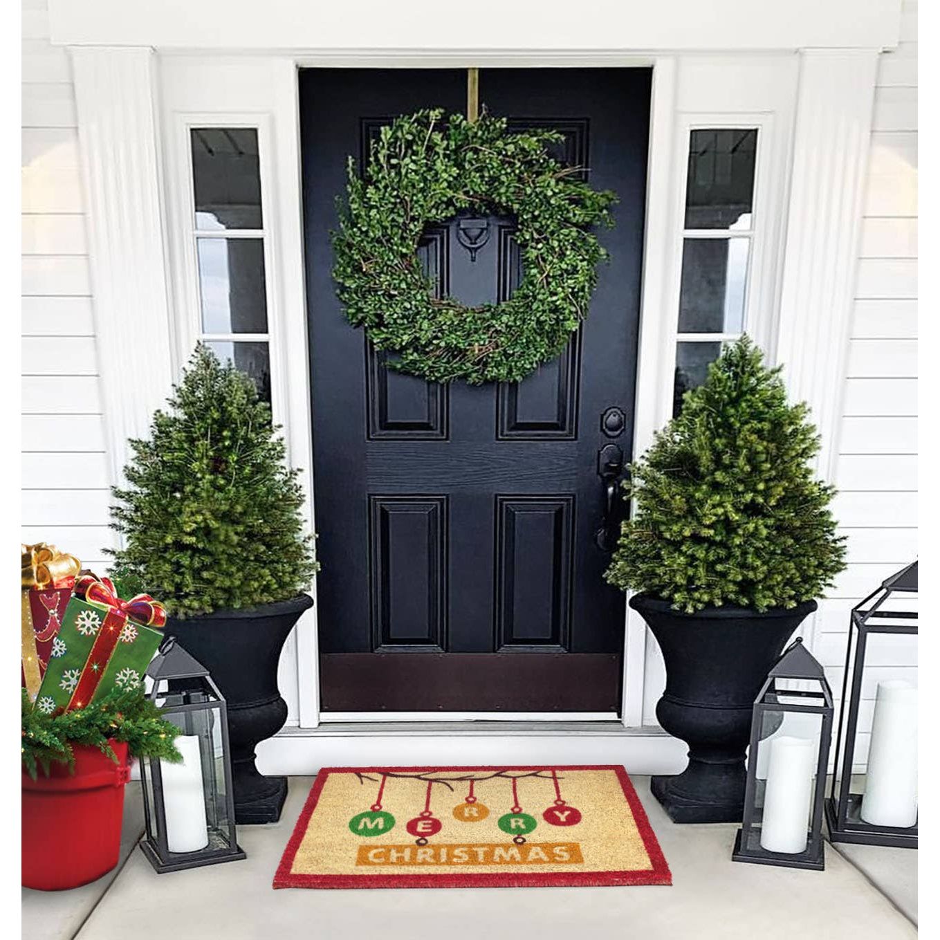 RugSmith Multi Ornaments Merry Christmas Doormat, 18" x 30"Heart