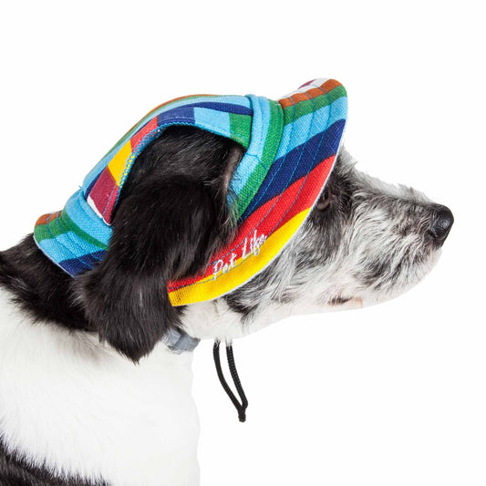 Pet Life  'colorfur' Uv Protectant Adjustable Fashion Canopy Brimmed Dog Hat Cap - Large