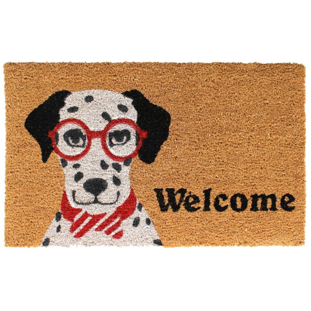 RugSmith Natural Machine Tufted Dalmatian Welcome, 18" x 30"Heart