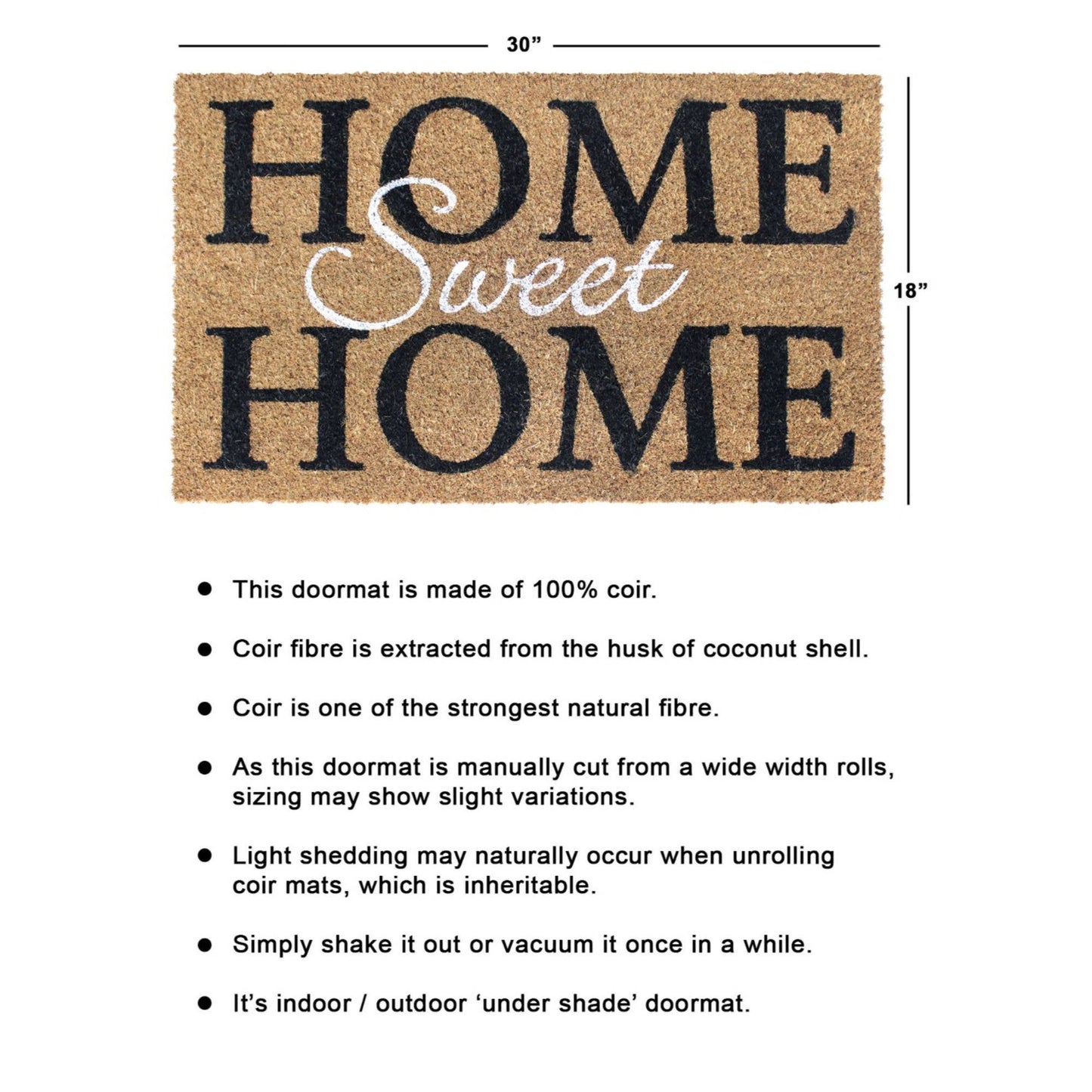 RugSmith White Home Sweet Home Doormat, 18" x 30"Heart