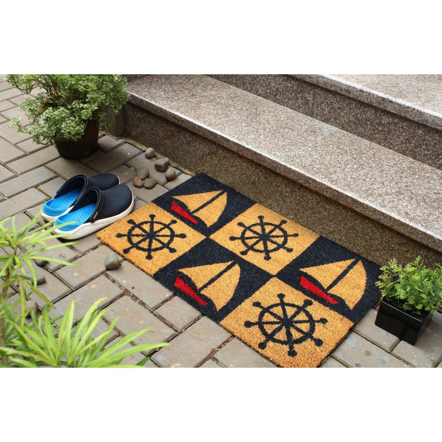 RugSmith Red Machine Tufted Marine Doormat, 18" x 30"Heart