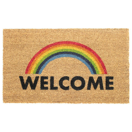 RugSmith Multi Tufted Welcome Rainbow Doormat, 18" x 30"Heart