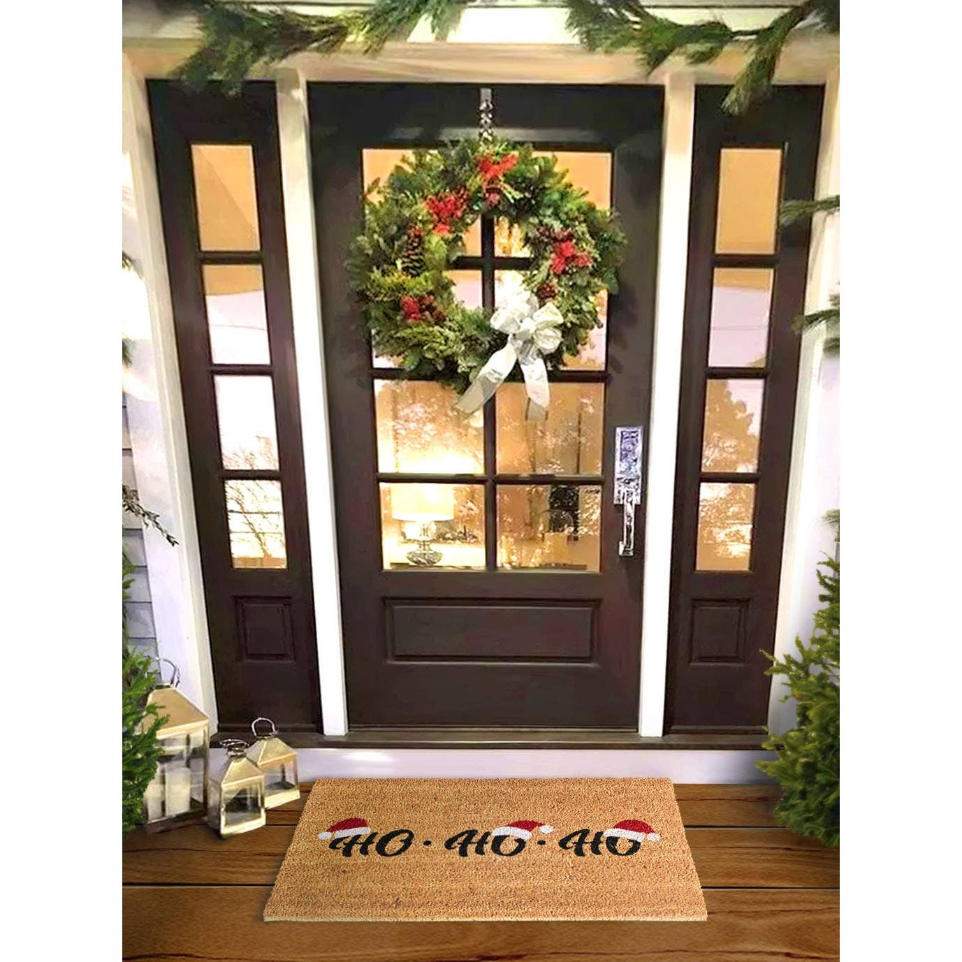 RugSmith Red Machine Tufted Ho Ho Ho Doormat, 18" x 30"Heart