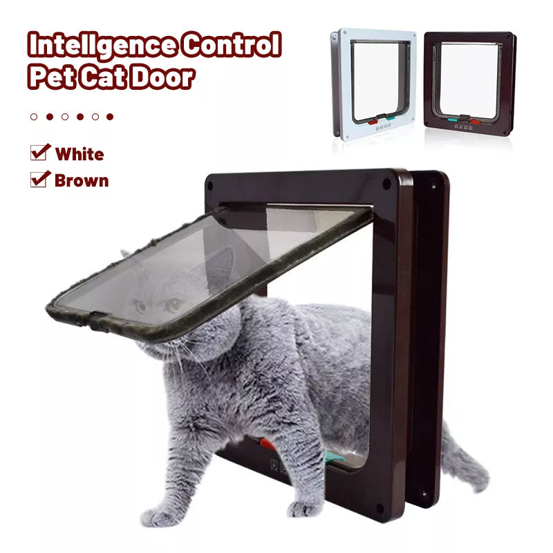 Pet Intelligent Control 4 Way Safe Cat Gate Doors ABS Animal Small Pet Cat Dog Door Pet Supplies Flap Door Pet Kitten Door