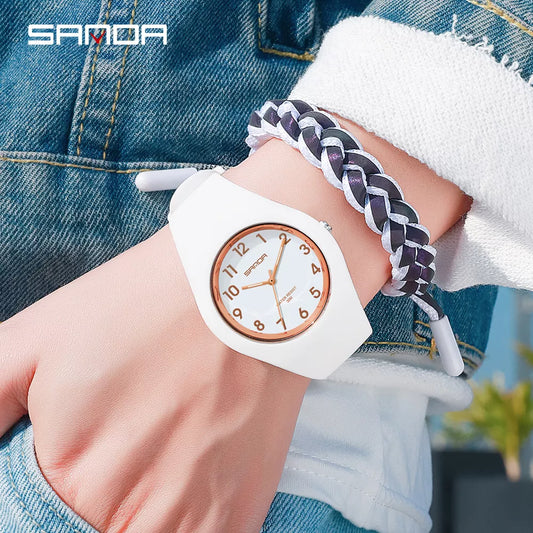 SANDA New Fashion Trend Women's Watches Sports Waterproof Wristwatch for Woman Watch Casual Clocks relogio feminino 6056