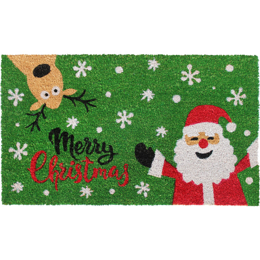 RugSmith Multi Santa Merry Christmas Doormat, 18" x 30"Heart