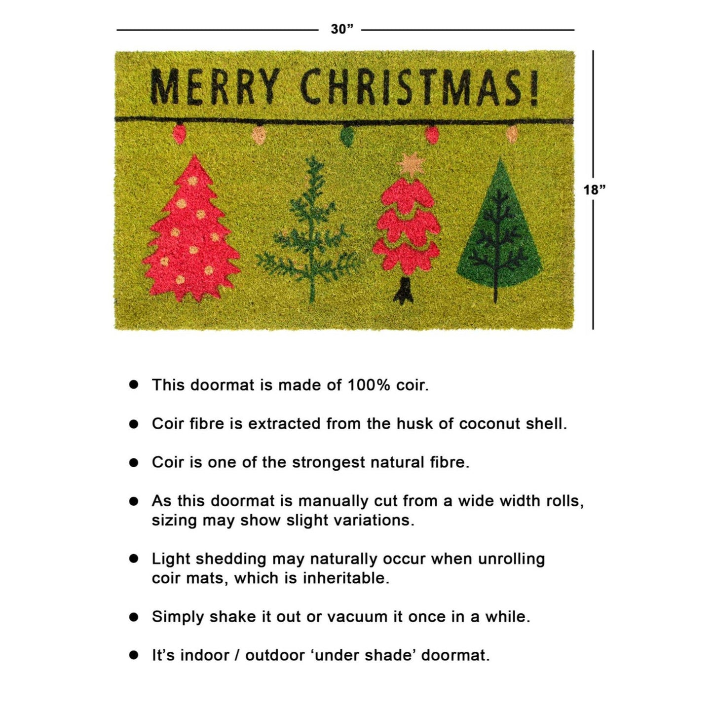 RugSmith Red Holiday Tree Merry Christmas Area Rug, 18"x30"Heart