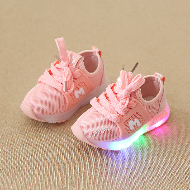 Color: Pink, Size: 21 - Children's LED Light Up Shoes Boys And Girls Light Up Sneakers