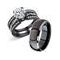 mabella couple rings black men's titanium matching band women cz stainless steel engagement wedding sets