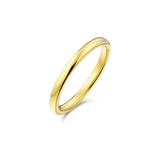 Simple Minimalist Thin Stackable Dome Couples Titanium Wedding Band Polished 14K Gold Plated Ring For Men For Women 2MM