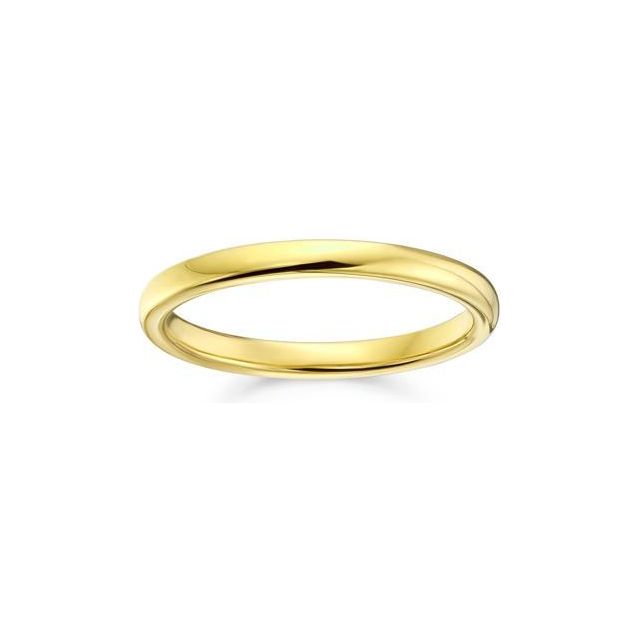 Simple Minimalist Thin Stackable Dome Couples Titanium Wedding Band Polished 14K Gold Plated Ring For Men For Women 2MM