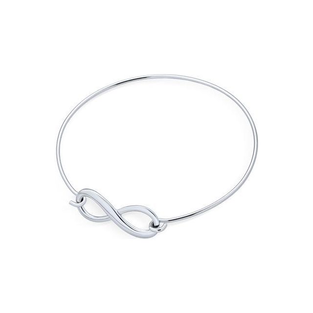 Thin Minimalist Love Knot Infinity Bangle Bracelet For Teen For Women For Girlfriend 925 Sterling Silver