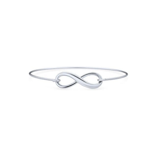 Thin Minimalist Love Knot Infinity Bangle Bracelet For Teen For Women For Girlfriend 925 Sterling Silver