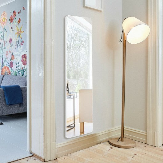 Full Length Frameless Wall Mountable Floor Mirror-White - Color: White