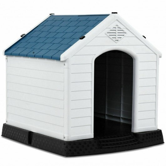 Plastic Waterproof Ventilate Pet Puppy House - Color: Blue - Size: M