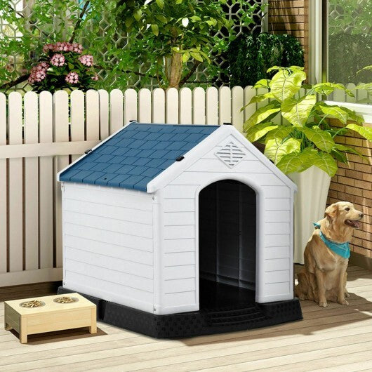 Plastic Waterproof Ventilate Pet Puppy House - Color: Blue - Size: M