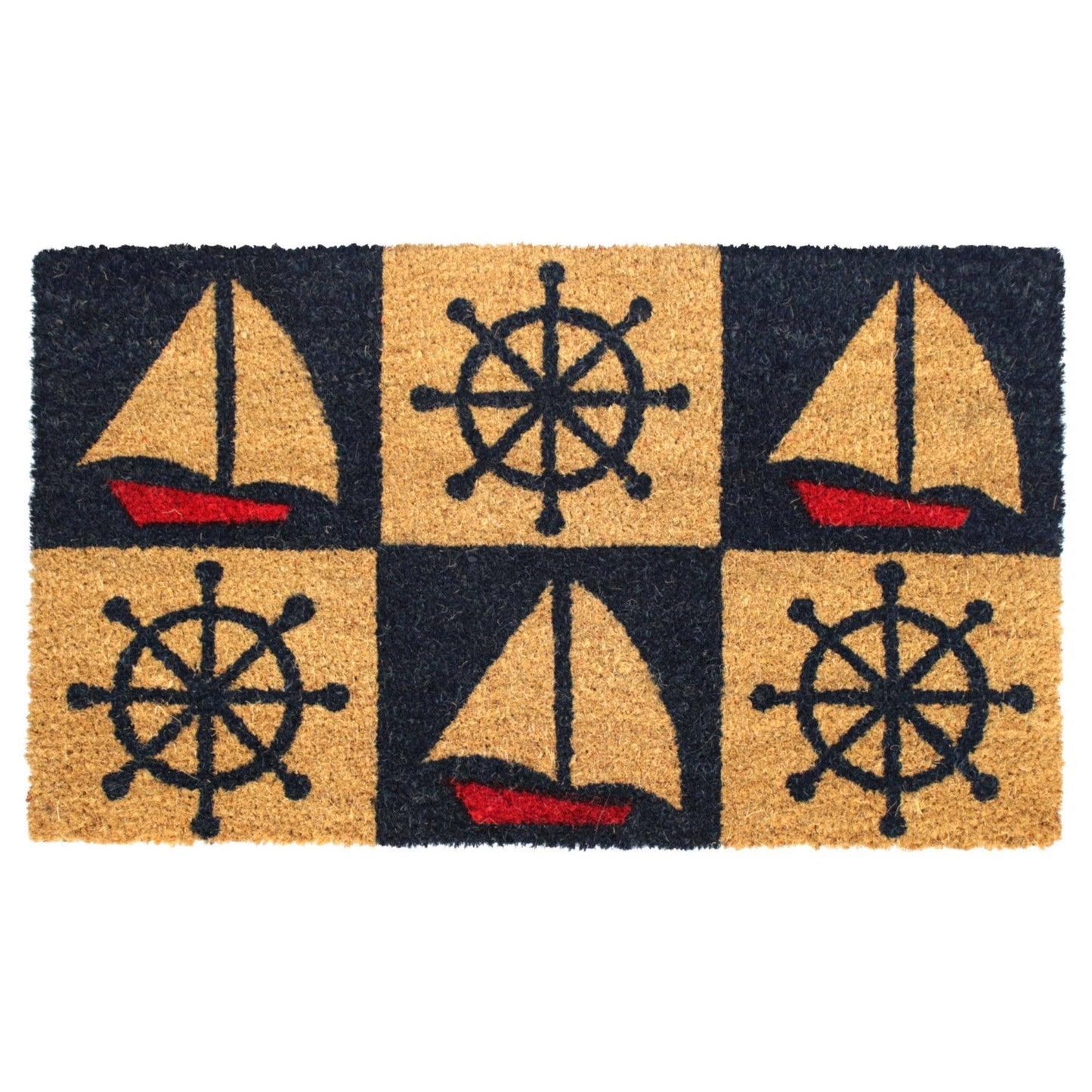 RugSmith Red Machine Tufted Marine Doormat, 18" x 30"Heart