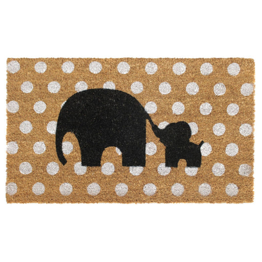 RugSmith White Machine Tufted Elephant Doormat, 18" x 30"Heart