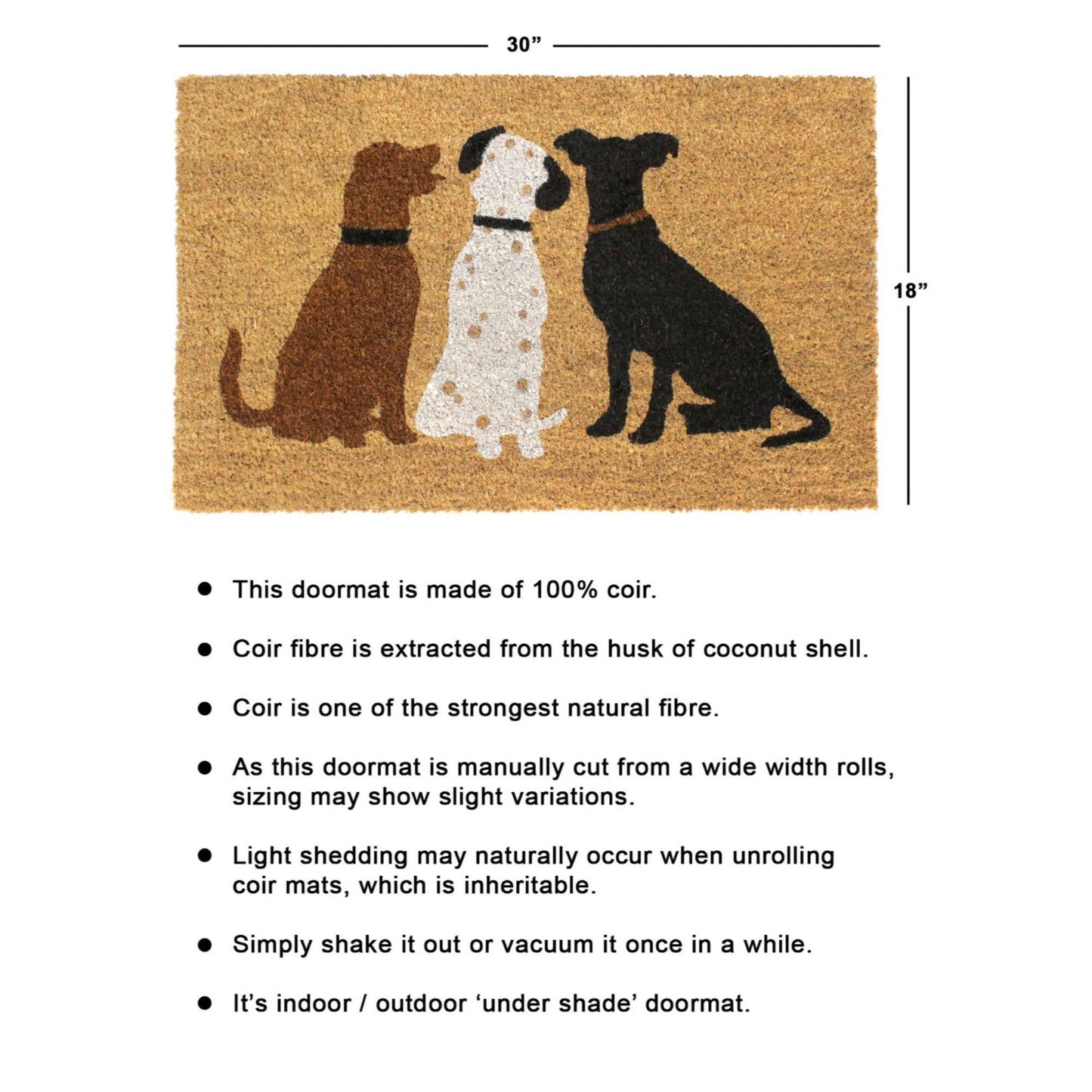 RugSmith White Machine Tufted Dogs Doormat, 18" x 30"Heart