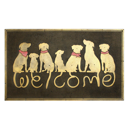 RugSmith Moulded Dog Welcome Rubber Doormat, 18" x 30"Heart