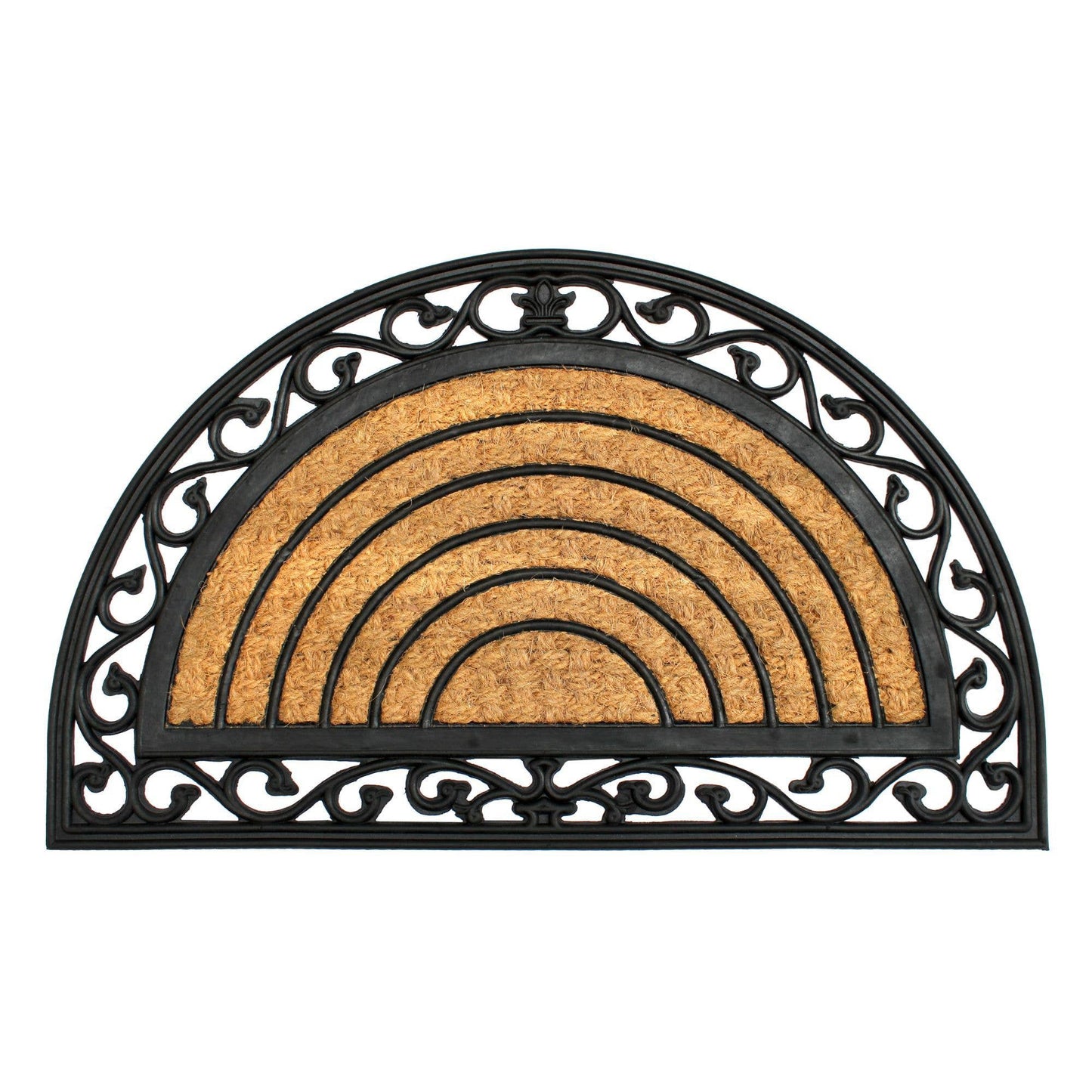 RugSmith Moulded Rubber Coir Half-Rd Irongate Doormat,18x30Heart