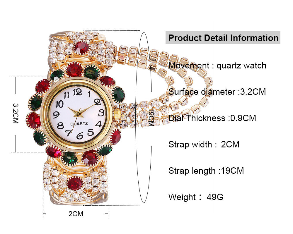 Ladies Diamond Temperament Quartz Watch Fashion Alloy Bracelet Watch
