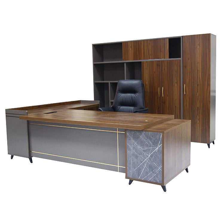 Office Furniture Wooden L Shape Office Executive Desk Office Desk with Side Cabinet