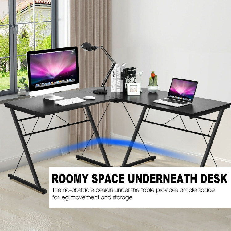 59 Inches L-Shaped Corner Desk Computer Table for Home Office Study Workstation