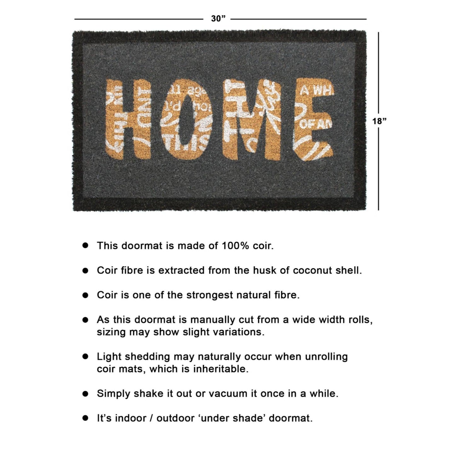 RugSmith White Scripty Home Doormat, 18" x 30"Heart