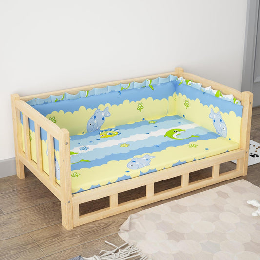 Color: Blue, Size: 45x60cm, style: A - Bed Summer Wooden Wooden Bed Pet Dog Bed