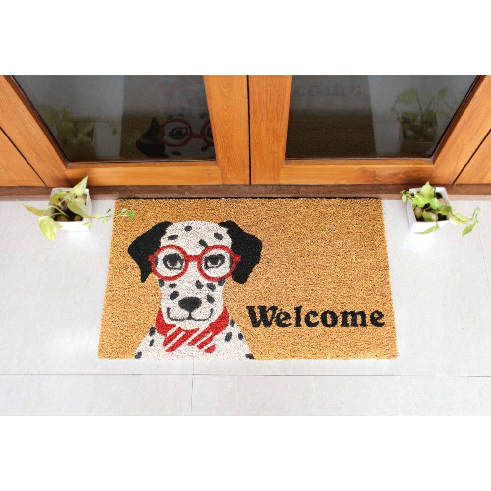 RugSmith Natural Machine Tufted Dalmatian Welcome, 18" x 30"Heart