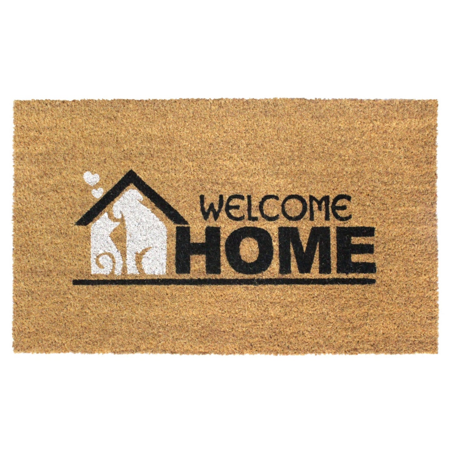 RugSmith White Welcome home Doormat, 18" x 30"Heart