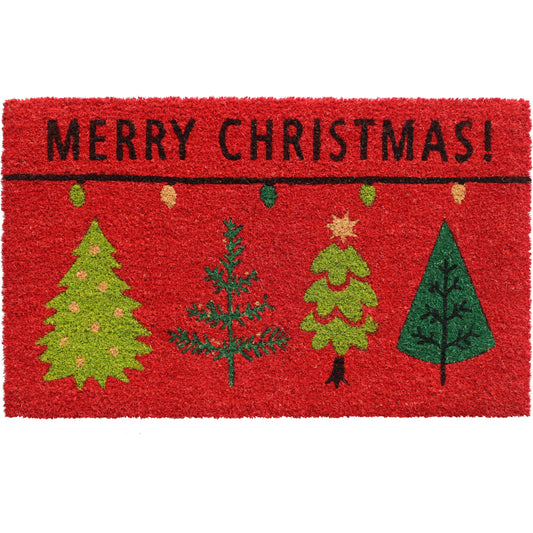 RugSmith Multi Xmas Tree Merry Christmas Doormat, 18" x 30"Heart